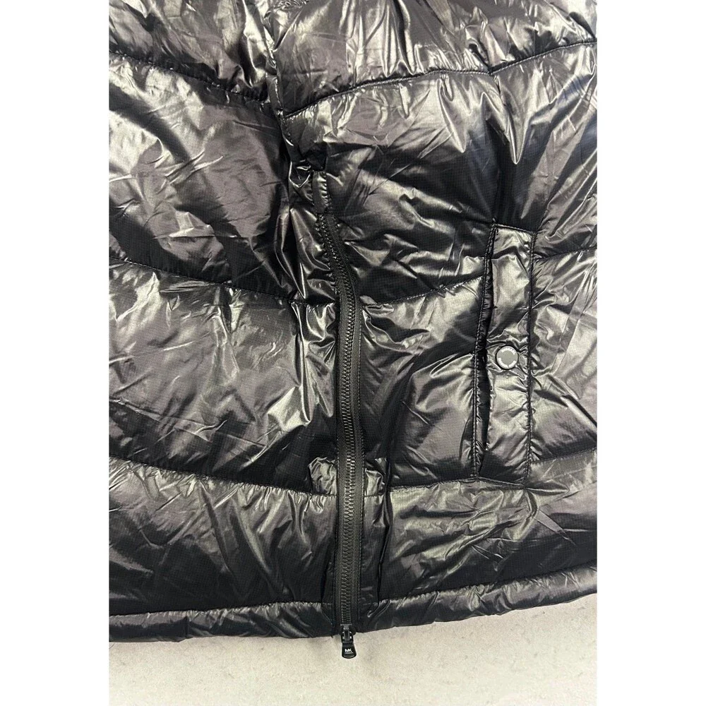 Michael Kors Puffer Vest Womens Large Hooded Black 1/4 Zip Pullover
